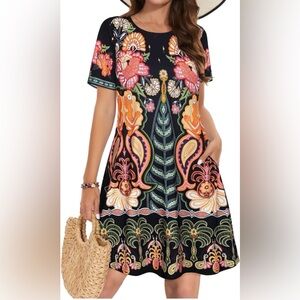 Floral Short Sleeve Dress XL
